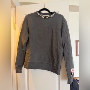 Golden goose Gray Sweatshirt with Embellished Collar